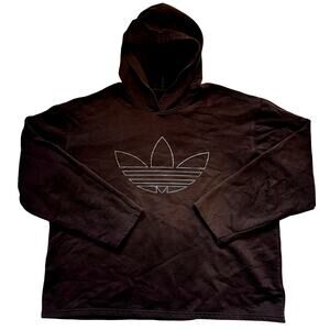 Adidas Trefoil Hoodie Men’s XL Brown Fleece Pullover Sweatshirt 100% Polyester